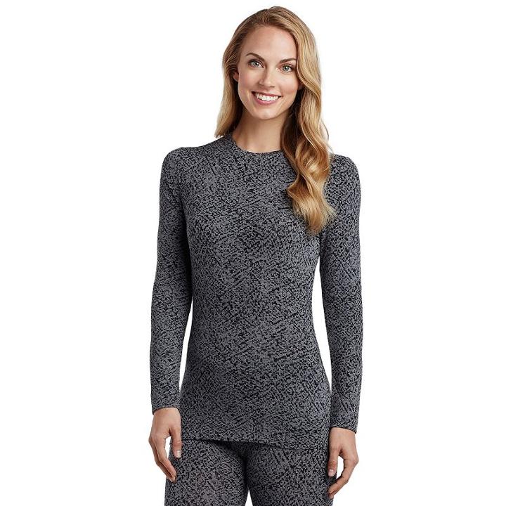 Women's Cuddl Duds Softwear With Stretch Crewneck Top, Size: Xs, Med Grey