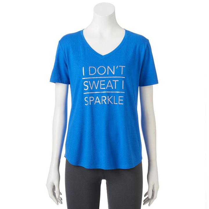 Petite Tek Gear® Dry Tek V-neck Tee, Women's, Size: Xl Petite, Blue (navy)