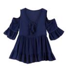 Girls 7-16 Knitworks Cold-shoulder 3/4-sleeve Tiered Top, Size: Medium, Blue (navy)