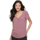 Juniors' So&reg; Solid Henley Tee, Teens, Size: Medium, Dark Pink