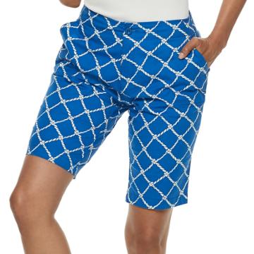 Women's Caribbean Joe Print Skimmer Shorts, Size: 14, Blue