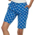 Women's Caribbean Joe Print Skimmer Shorts, Size: 14, Blue
