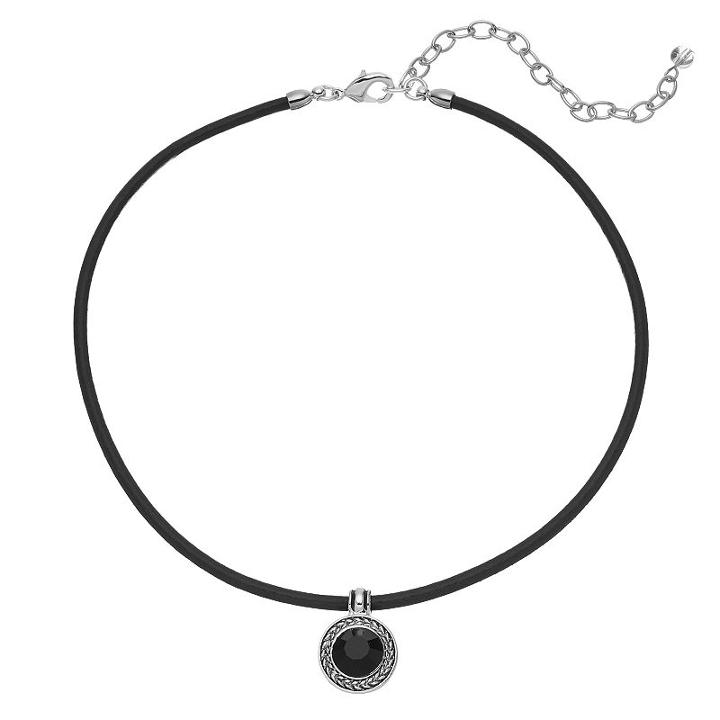 Napier Round Pendant Cord Choker Necklace, Women's, Black