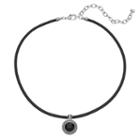 Napier Round Pendant Cord Choker Necklace, Women's, Black