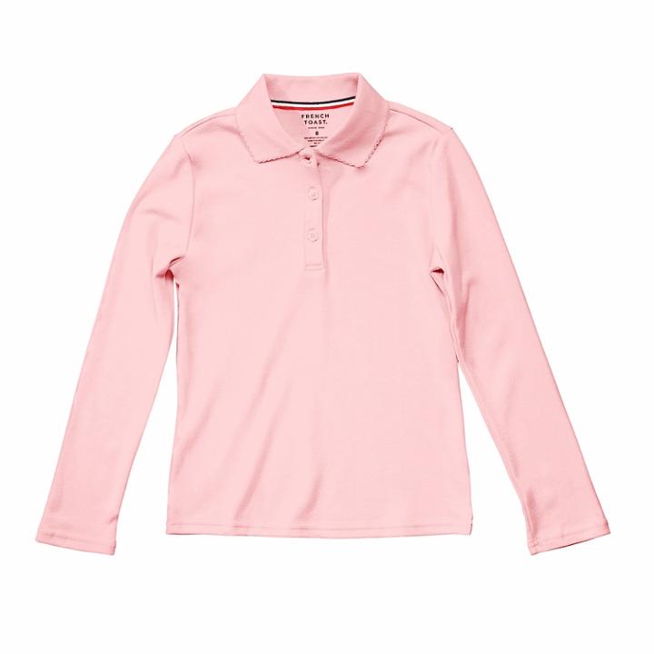 Girls 7-20 & Plus Size French Toast School Uniform Long-sleeved Polo Shirt, Size: 14-16 Plus, Pink