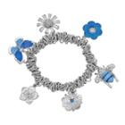 Butterfly, Bee & Flower Charm Stretch Bracelet, Women's, Blue