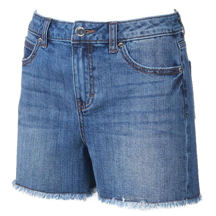 Women's Jennifer Lopez Frayed Jean Shorts, Size: 0, Med Blue