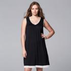Plus Size Simply Vera Vera Wang Basic Luxury Chemise, Women's, Size: 4xl, Black