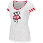 Juniors' Campus Heritage Wisconsin Badgers Contrasting Ringer Tee, Women's, Size: Small, Light Red