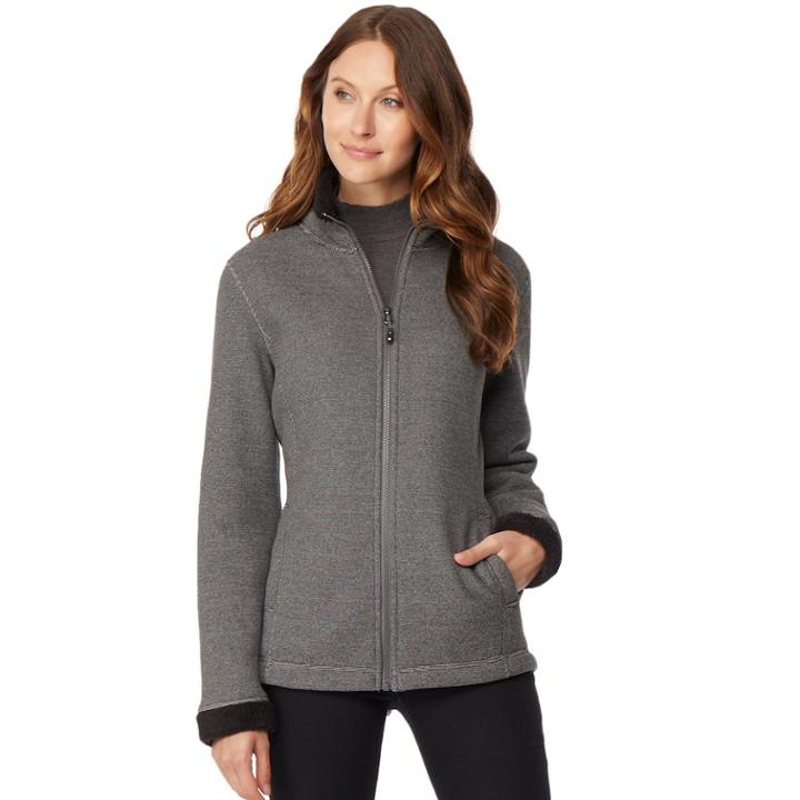 Women's Heat Keep Sherpa-lined Fleece Jacket, Size: Medium, Silver