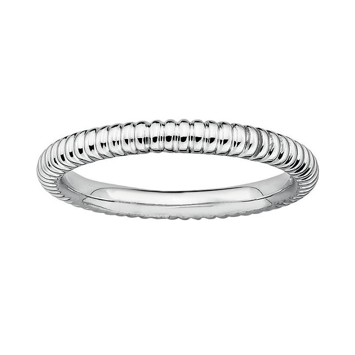 Stacks And Stones Sterling Silver Textured Stack Ring, Women's, Size: 10, Grey