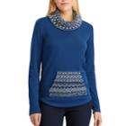 Women's Chaps Fairisle Pullover Sweatshirt, Size: Medium, Blue