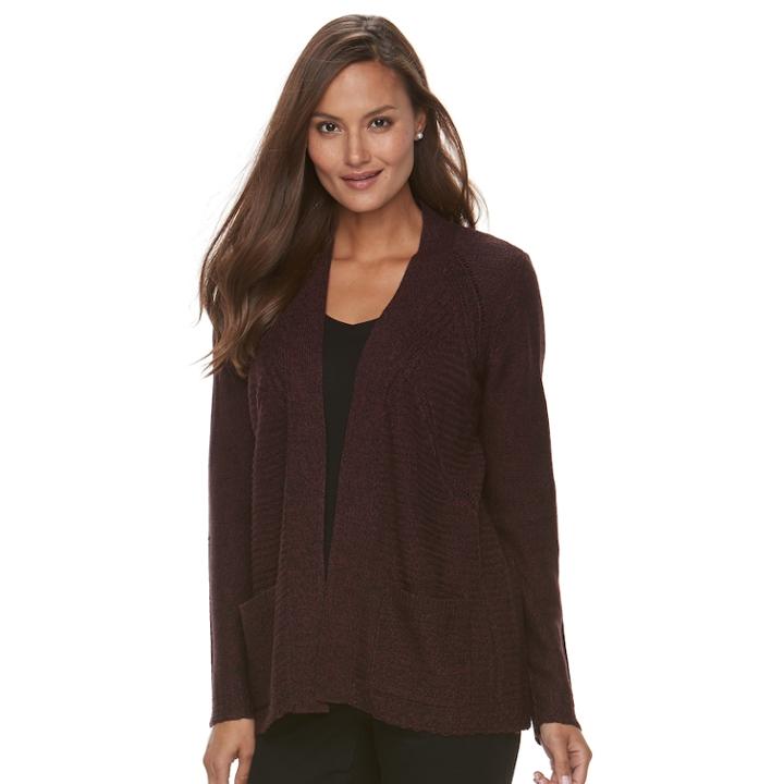 Women's Croft & Barrow&reg; Textured Cardigan Sweater, Size: Xs, Royale Marl