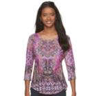 Women's World Unity Embellished Print Tee, Size: Xxl, Purple Oth