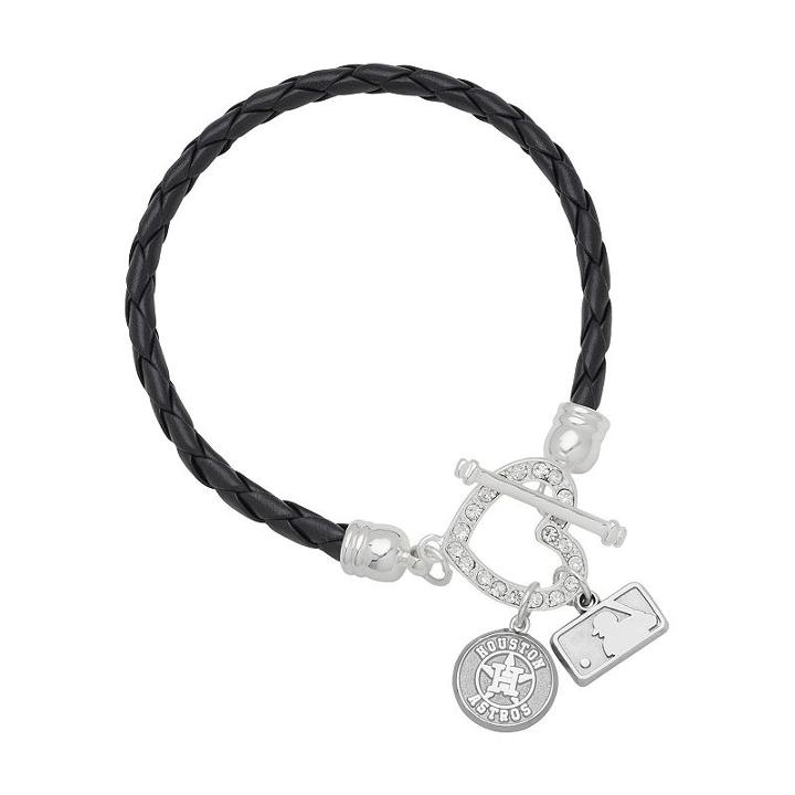 Houston Astros Devotion Silver Tone Crystal Charm Bracelet, Women's, Size: 8, Blue