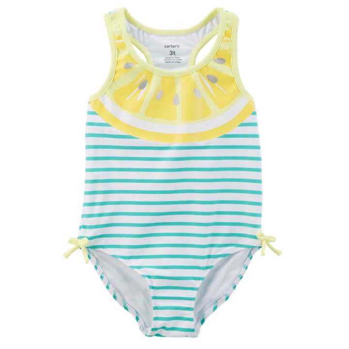 Girls 4-8 Carter's Lemon Striped One-piece Swimsuit, Size: 6-6x, Lemon Stripe
