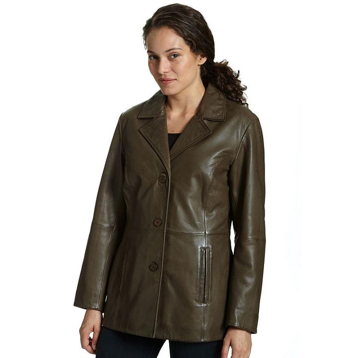 Women's Excelled Leather Jacket, Size: Xl, Green