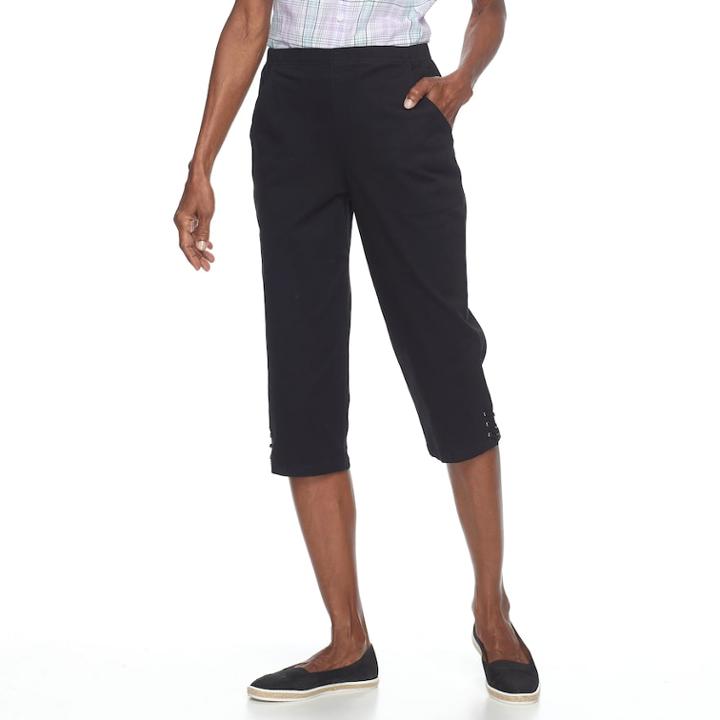 Women's Croft & Barrow&reg; Pull On Lace-up Hem Capris, Size: Xl, Black