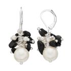 Napier Black Oblong Bead & Simulated Pearl Nickel Free Drop Earrings, Women's, White
