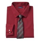 Big & Tall Croft & Barrow&reg; Classic-fit Striped Dress Shirt And Patterned Tie Boxed Set, Men's, Size: 20 38/9t, Dark Red