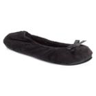 Dearfoams Women's Velour Ballet Bow Slippers, Size: Small, Black