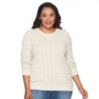 Plus Size Croft & Barrow&reg; Cable-knit Crew Sweater, Women's, Size: 1xl, White