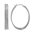 Diamond Mystique Platinum Over Silver Diamond Accent Oval Hoop Earrings, Women's, Grey