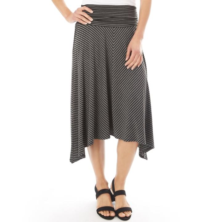 Women's Apt. 9&reg; Handkerchief-hem Skirt, Size: Xl, Black Charcoal Stripe