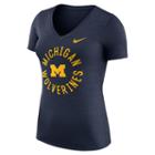 Women's Nike Michigan Wolverines Dri-fit Touch Tee, Size: Large, Blue (navy)