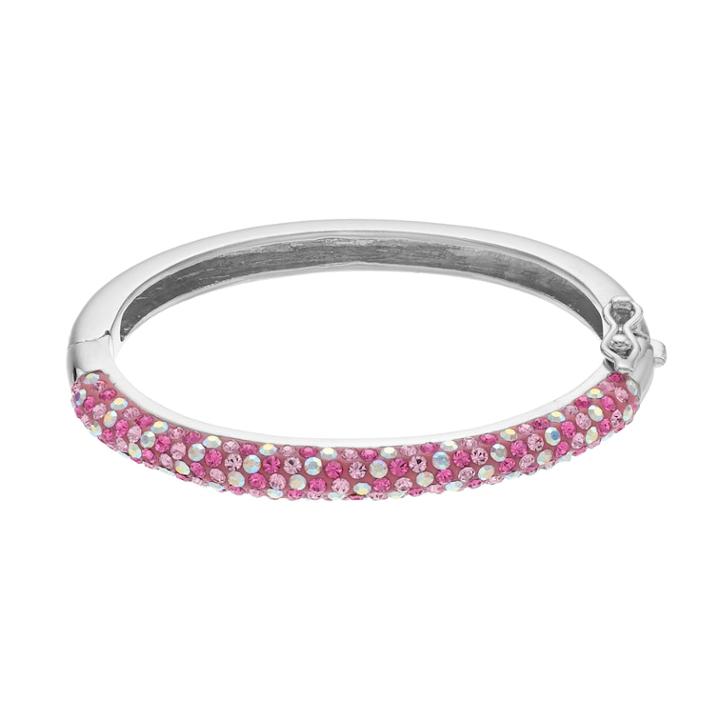 Charming Girl Kids' Sterling Silver Hinged Bangle Bracelet, Pink