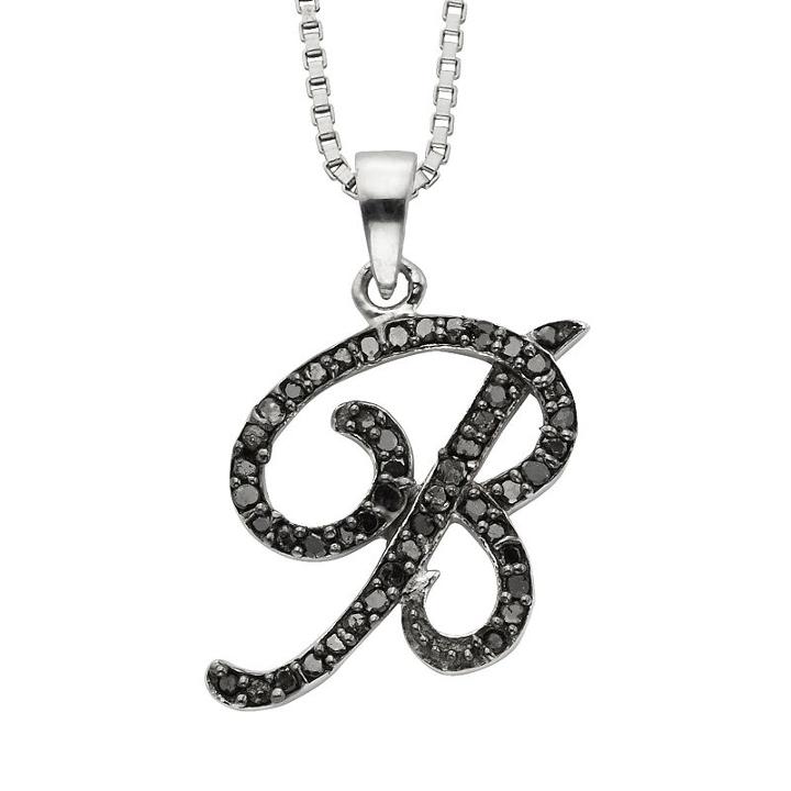 Sterling Silver 1/4-ct. T.w. Diamond Initial Pendant, Women's, Size: 18