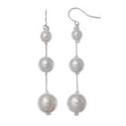 Croft & Barrow&reg; Simulated Pearl Graduated Linear Drop Earrings, Women's, White