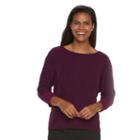 Women's Dana Buchman Textured Boatneck Sweater, Size: Small, Dark Pink