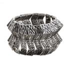 Gs By Gemma Simone Silver Tone Simulated Crystal Textured Stretch Bracelet, Women's, Multicolor