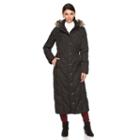 Women's Towne By London Fog Missy Long Hooded Puffer Jacket, Size: Medium, Black