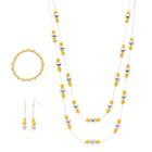 Yellow Bead Double Strand Necklace, Stretch Bracelet & Linear Earring Set, Women's, Med Yellow