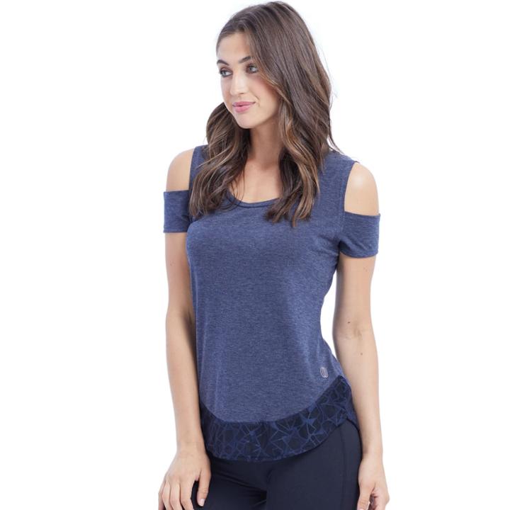 Women's Balance Collection Ember Cold-shoulder Tee, Size: Medium, Dark Blue