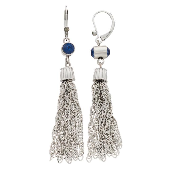 Simply Vera Vera Wang Blue Simulated Crystal Tassel Earrings, Women's