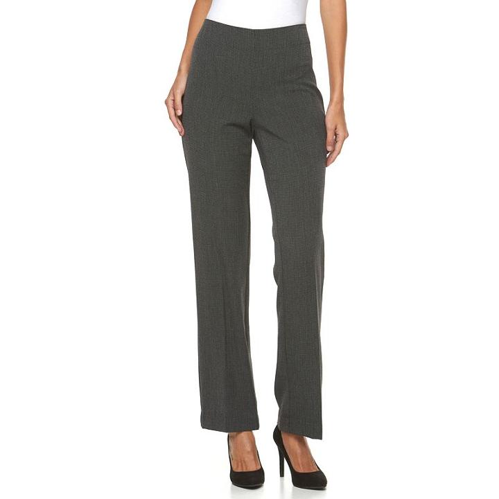 Women's Croft & Barrow&reg; Hollywood Straight-leg Dress Pants, Size: 14 Short, Grey (charcoal)