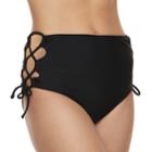 Mix And Match Strappy High-waisted Bikini Bottoms, Teens, Size: Xs, Black