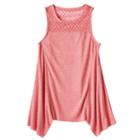 Girls 7-16 & Plus Size Mudd&reg; Ribbed Sharkbite Hem Tank Top, Girl's, Size: 14 1/2, Lt Orange