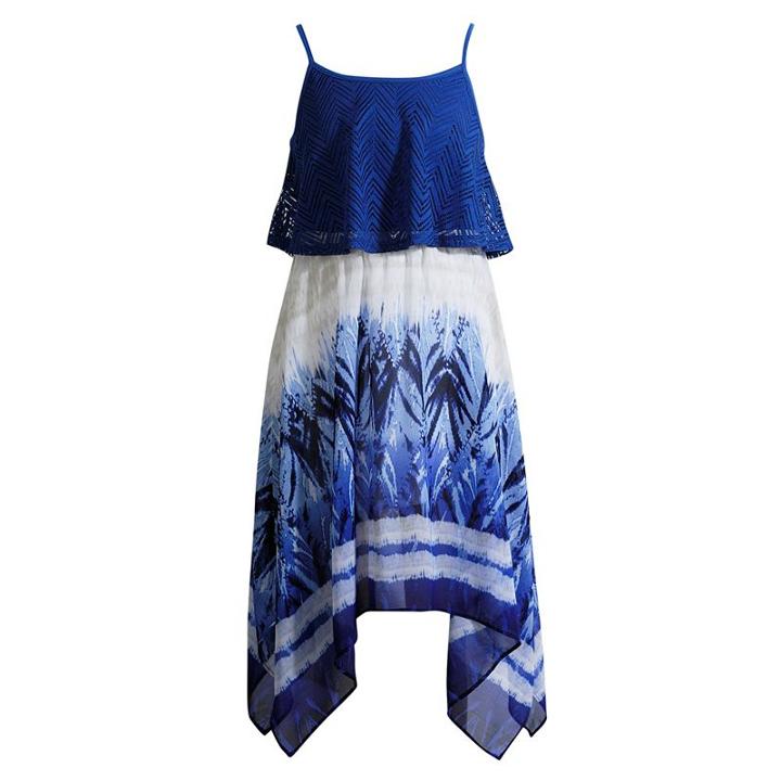 Girls 7-16 Emily West Lace Popover Handkerchief Hem Dress, Girl's, Size: 10, Blue