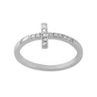 Sterling Silver 1/10 Carat T.w. Diamond Sideways Cross Ring, Women's, Size: 8, White