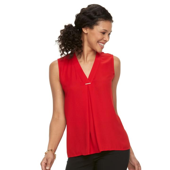 Women's Dana Buchman Pleated Sleeveless Top, Size: Medium, Med Red