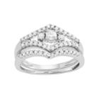 10k White Gold 1/2 Carat T.w. Diamond Engagement Ring Set, Women's, Size: 9