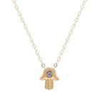 Teeny Tiny By Everlasting Gold 10k Gold Crystal Hamsa Link Necklace, Women's, Size: 17, Yellow