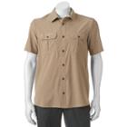 Men's Zeroxposur Tour Travel Series Classic-fit Performance Button-down Shirt, Size: Large, Med Beige