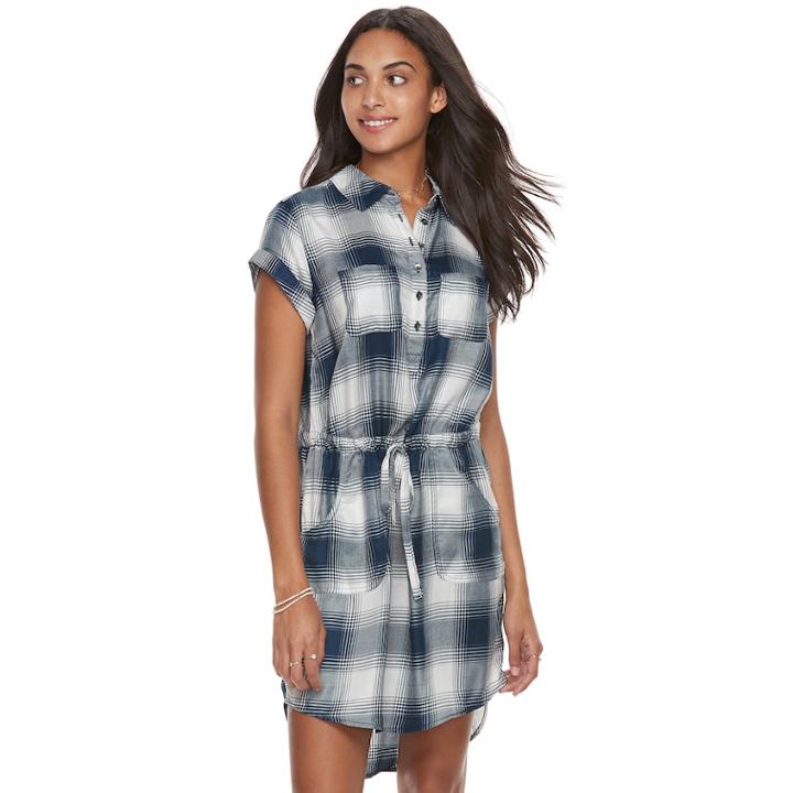 Women's Sonoma Goods For Life&trade; Plaid Shirtdress, Size: Medium, Dark Blue