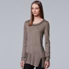 Women's Simply Vera Vera Wang Asymmetrical Embellished Sweater, Size: Xs, Lt Brown
