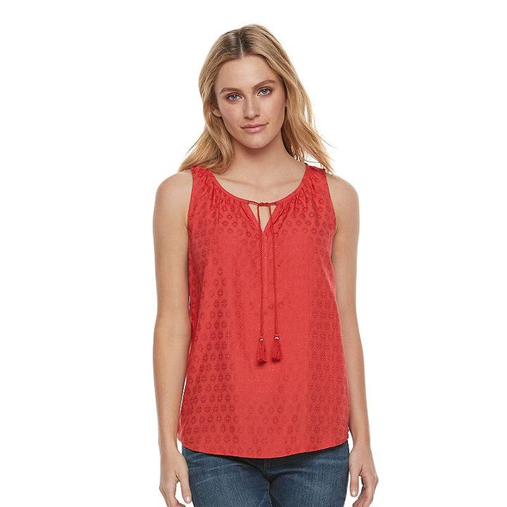 Women's Sonoma Goods For Life&trade; Dobby Tank, Size: Medium, Red